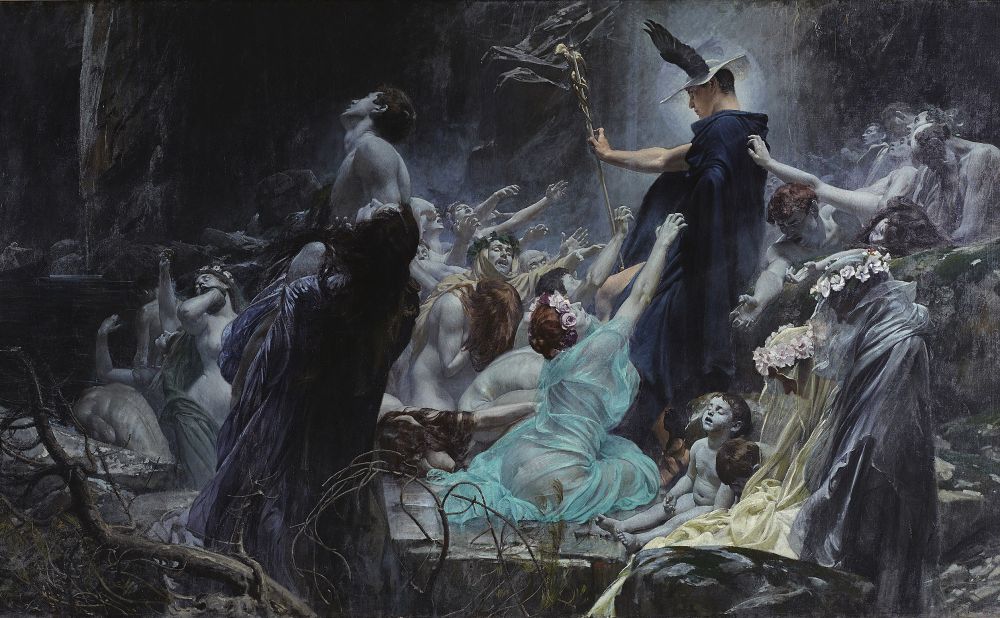 Adolf Hiremy-Hirschl painting Souls on the Banks of the Acheron