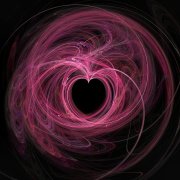 image representing appreciation: pink abstract digital lightbeam design that renders into the shape of a valentines heart