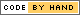  old school web 1.0 graphic that says code by hand 